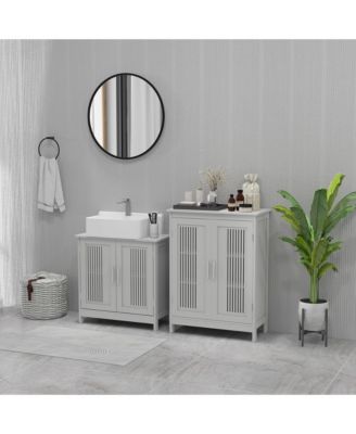 Bathroom Pedestal Under Sink Cabinet with Storage Shelf