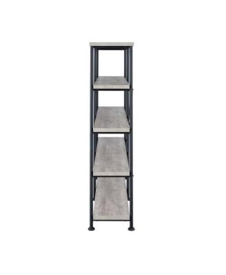4 Shelf Open Bookcase Grey Driftwood and Black Double Sided Bookcase with Wide Tiers