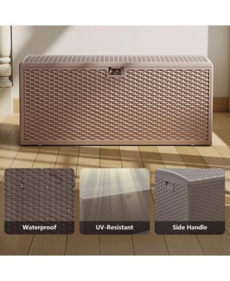 Massive 150 Gallon Outdoor Storage Box Waterproof Lockable Resin Deck Box for Patio Pool and Garden