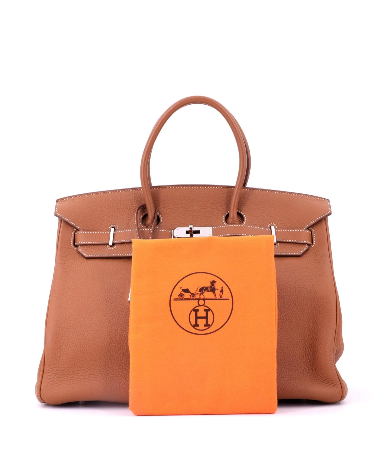 Pre-Owned Hermes Birkin 35 Handbag Brown Togo with Palladium Hardware