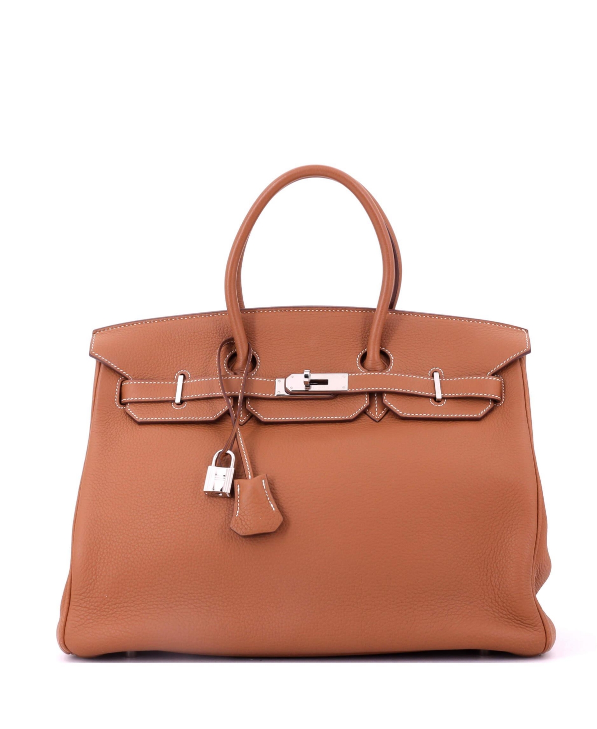 Pre-Owned Hermes Birkin 35 Handbag Brown Togo with Palladium Hardware