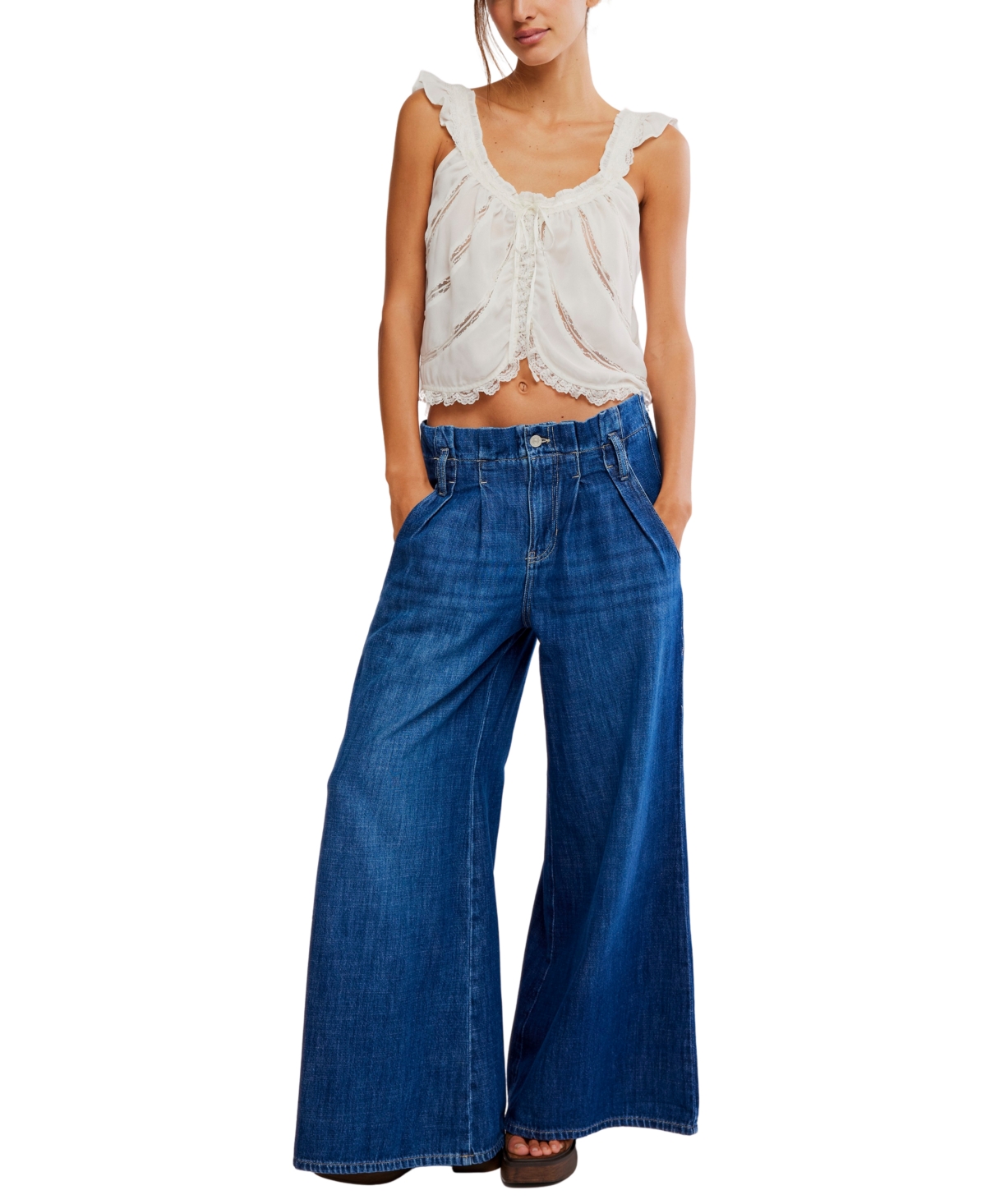 Free People Juniors' Forager Super Wide-Leg Jeans