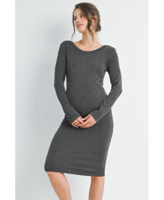 Maternity Bodycon Ribbed Knit Long Sleeve Dress