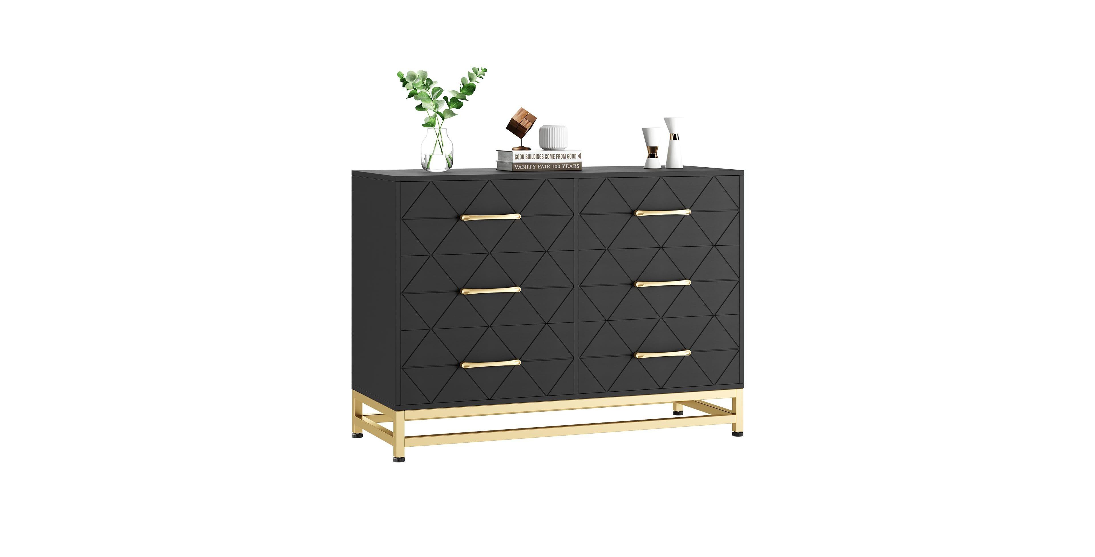 gaomon 6 Drawer Dresser for Bedroom, Tv Stand Chest of Drawers for Living Room, Hallway, Entryway