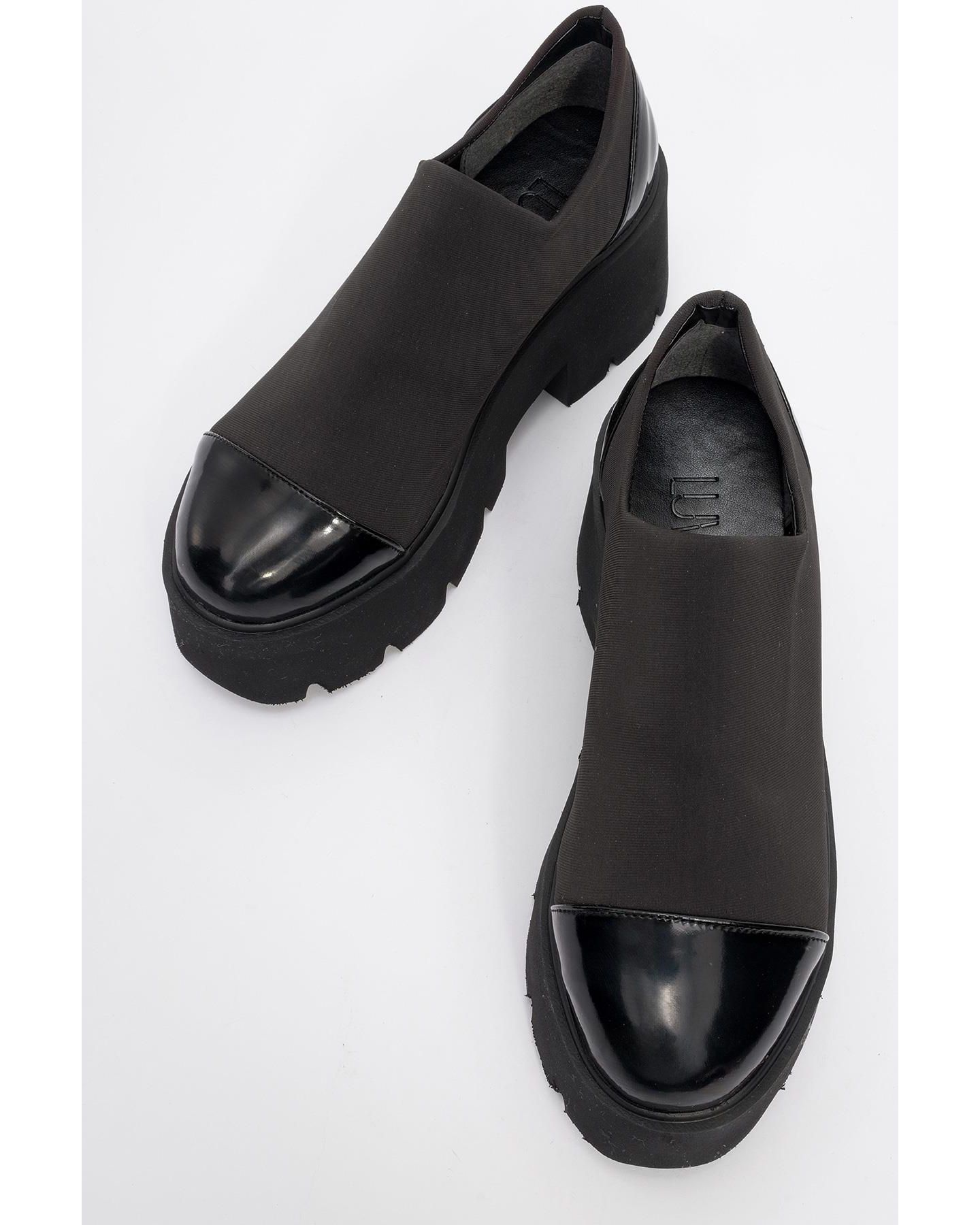 Женские туфли Prologue Shoes Grena на платформе без застёжки, цвет: Чёрный лаковая искусственная кожа — фото 4