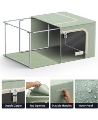 Metal Frame, Oxford Fabric, Large Window & Handles 2 Pack Small Foldable Storage Box