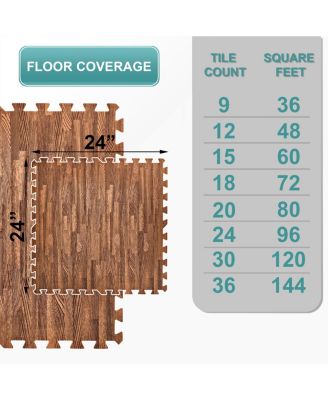 120 Sq. Ft. Interlocking EVA Foam Wood Grain Floor Tiles 3/8-Inch Thick with Borders