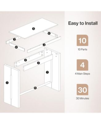 Bar Table, 41.3" Pub Table with Metal Footrest