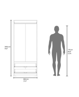 Forest 2 Door Wardrobe with Hanging Rod and 2 Drawers, Wengue