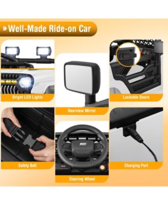 Kids 12V Electric Ride On Truck with Remote Control LED Lights and Music for Ages 3 and Up