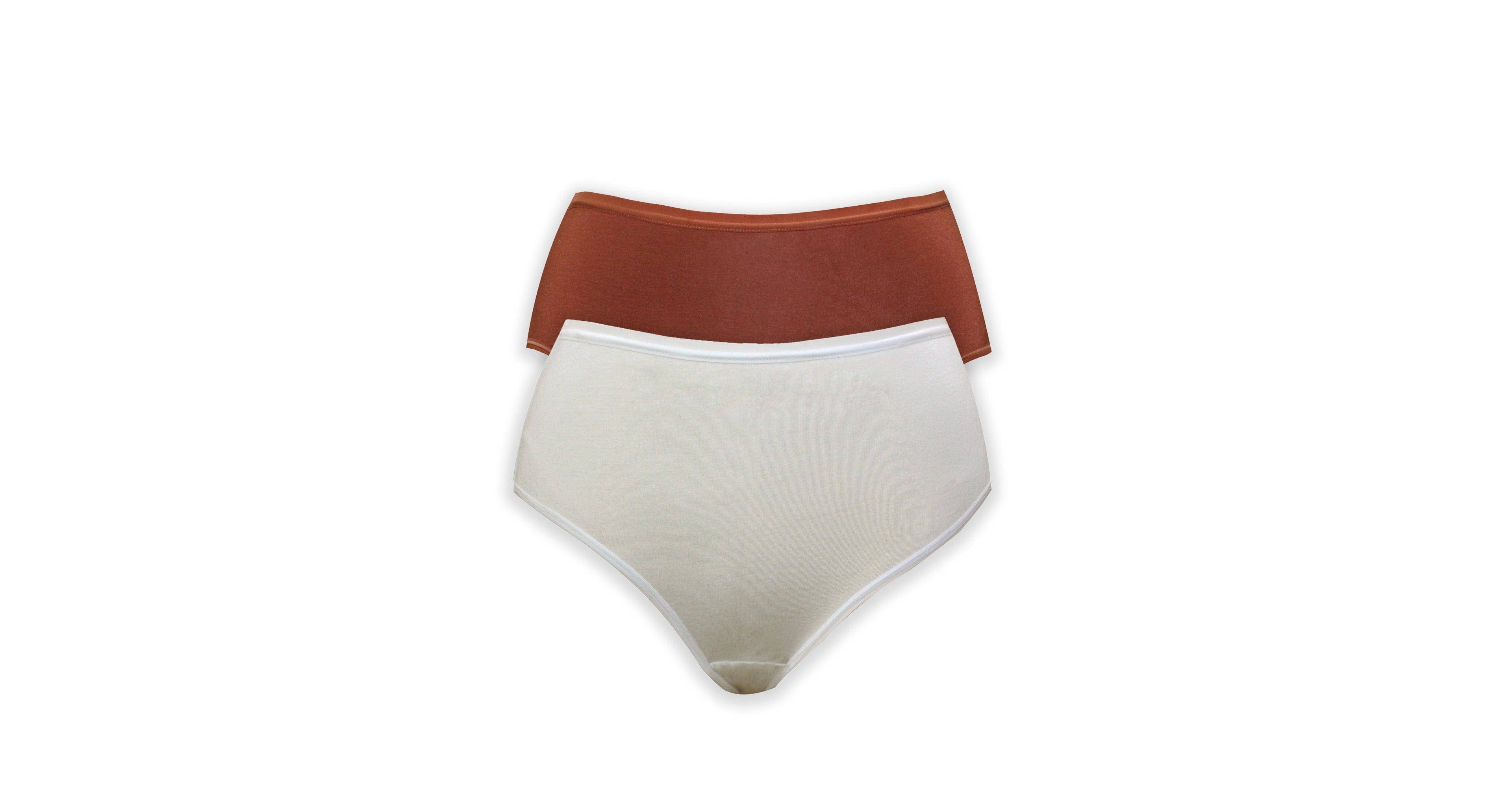 Parfait Women's Cozy Brief PP5032 Cotton Like Fabric Full Coverage (2 pack) - Spice/Pearl White