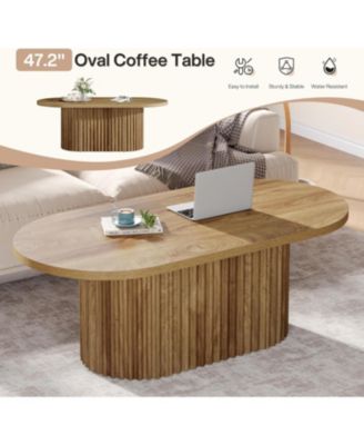 Oval Coffee Table, 47.2", Fluted Design