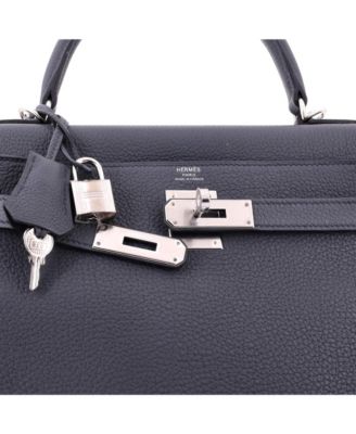Pre-Owned HERMES Kelly 28 Handbag Grey Togo with Palladium Hardware