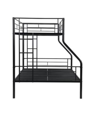 Twin Over Full Metal Bunk Bed Black, No Box Spring Needed, Large Under Bed Storage, Easy Assemble