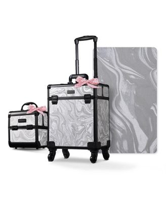 2-Piece Makeup Train Case Cosmetic Organizer Kit