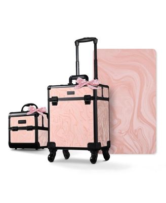 2-Piece Makeup Train Case Cosmetic Organizer Kit