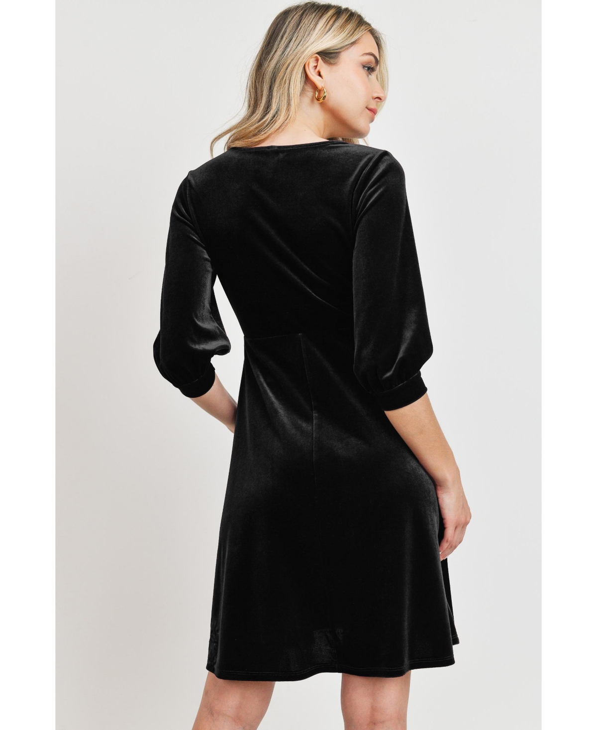 Hello Miz Maternity Velvet V Neck Wrap Nursing Dress