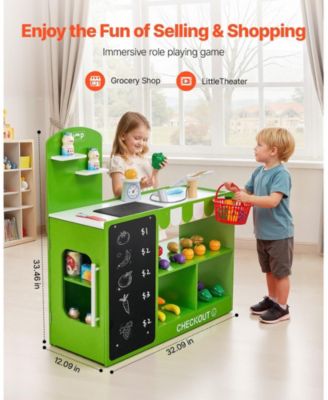 Wooden Grocery Store Playset for Kids with Accessories and Pretend Shopping Features