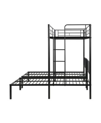 Twin Over Twin Over Twin Metal Triple Bunk Bed with Vertical Ladder and Safety Rails