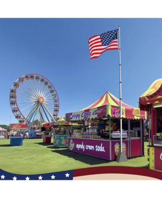 EZ GO 25Ft Commercial Telescoping Flag Pole Kit Portable Display Sign Banner Pole for Outside Hotel Business Events Advertising Flag Silver