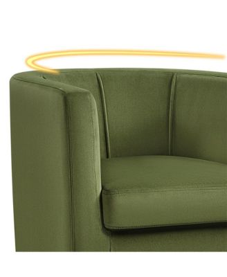 Yaheetch Single Piece Velvet Fabric Barrel-shaped Upholstered Accent Arm Chair