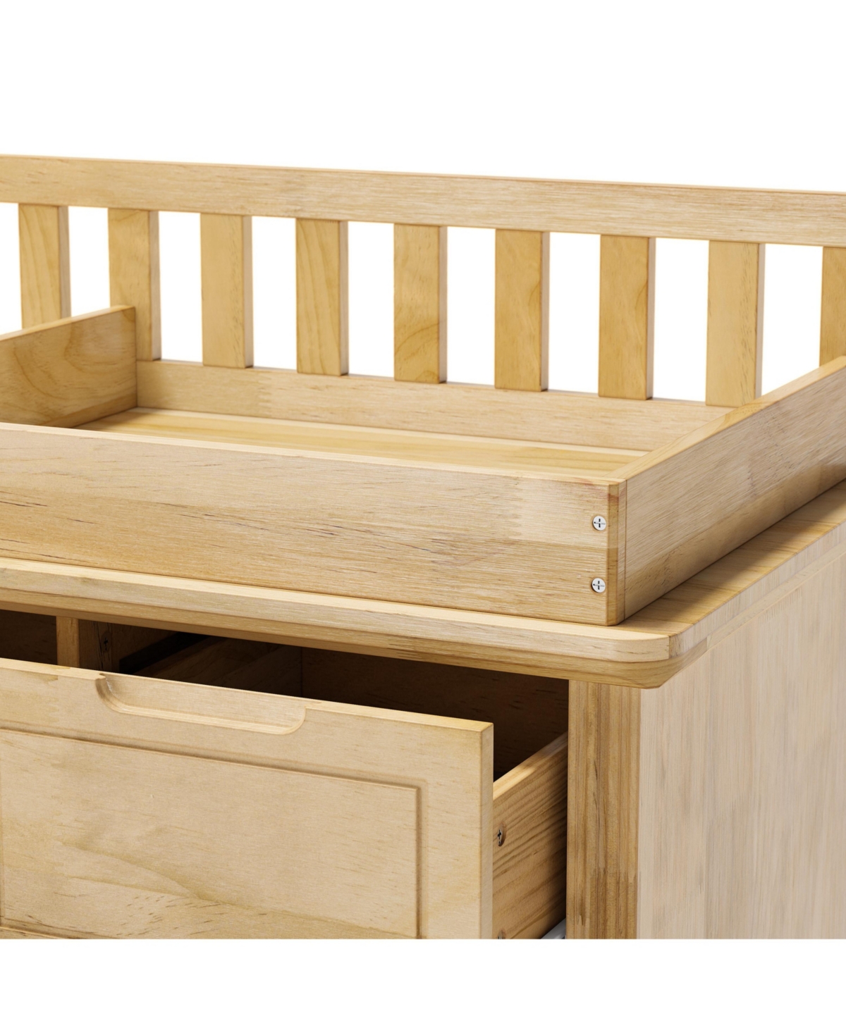 Homsee Solid Wood Changing Table with 10 Drawers and Guardrails,Chest of Drawers