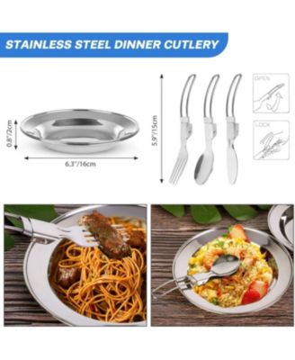 16pcs Non-Stick Camping Cookware Set with Folding Stove & Stainless Steel Tableware