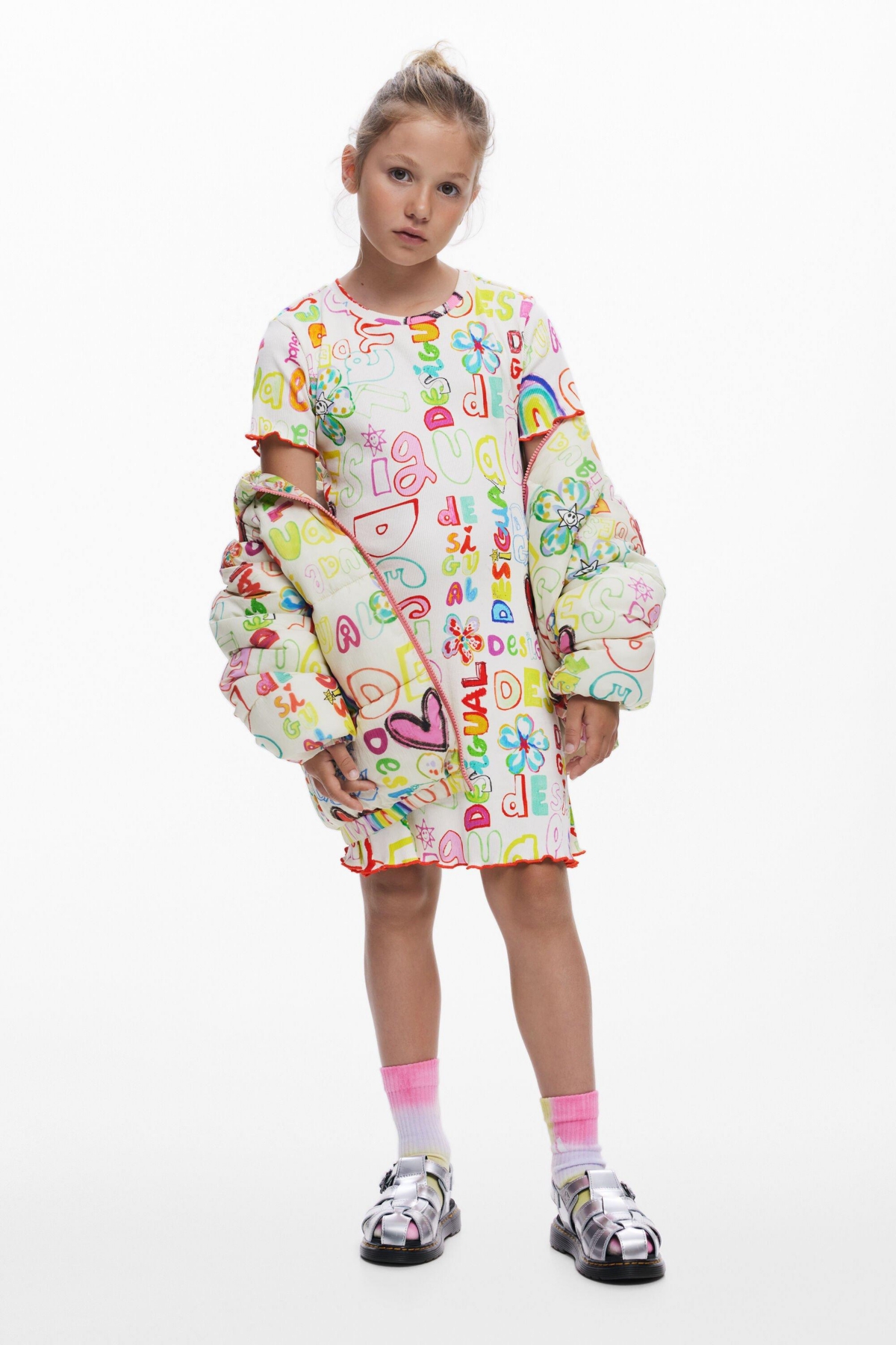 Desigual Girls Girls's Short dress with lettering