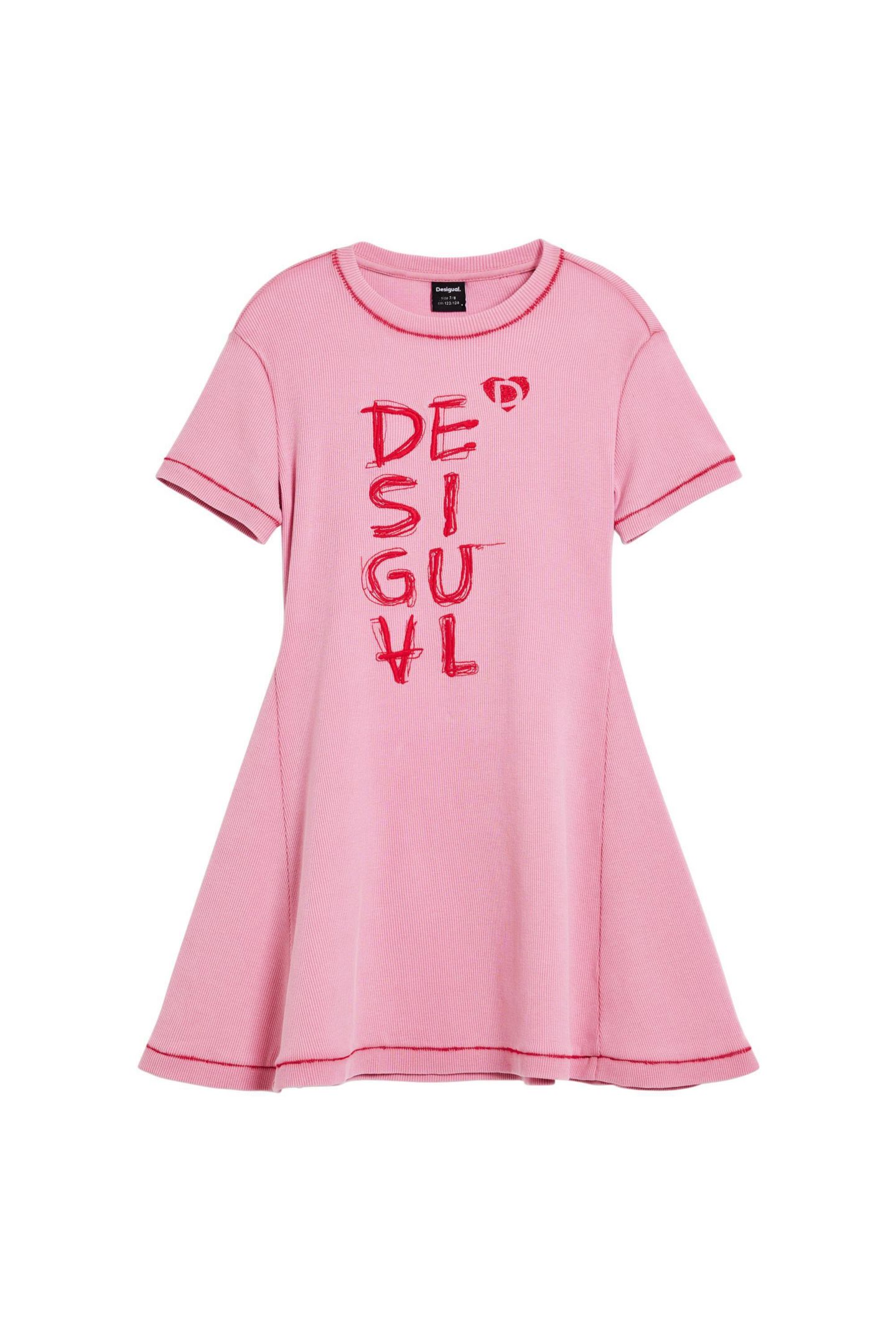 Платье Desigual Girls's Short logo dress для девочек, цвет: Тёмный розовый — фото 6