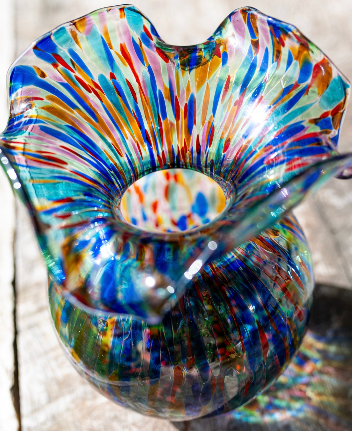 Vietri Hibiscus 12 oz. Glass Carnevale Bud Vase