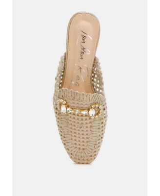 Womens Roboma Metallic Woven Diamante Mules