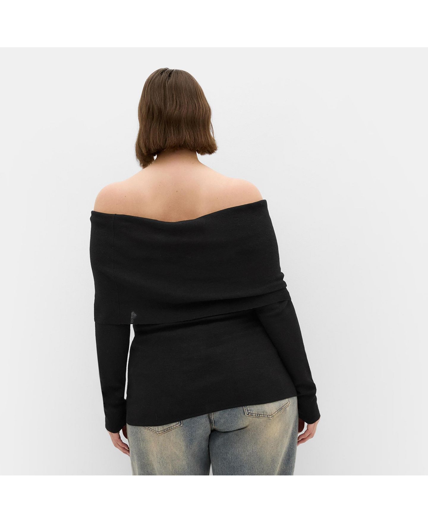 Женский свитер CITY CHIC Plus Size Florence Off Shoulder Jumper, цвет: Чёрный — фото 2