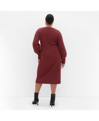 Plus Size Sarah Long Sleeve Rib Dress