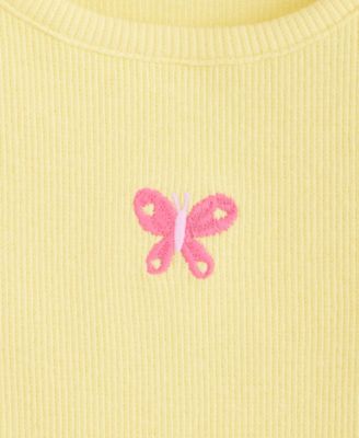 Girls' Toddler 2T-5T Ribbed Embroidered T-Shirt