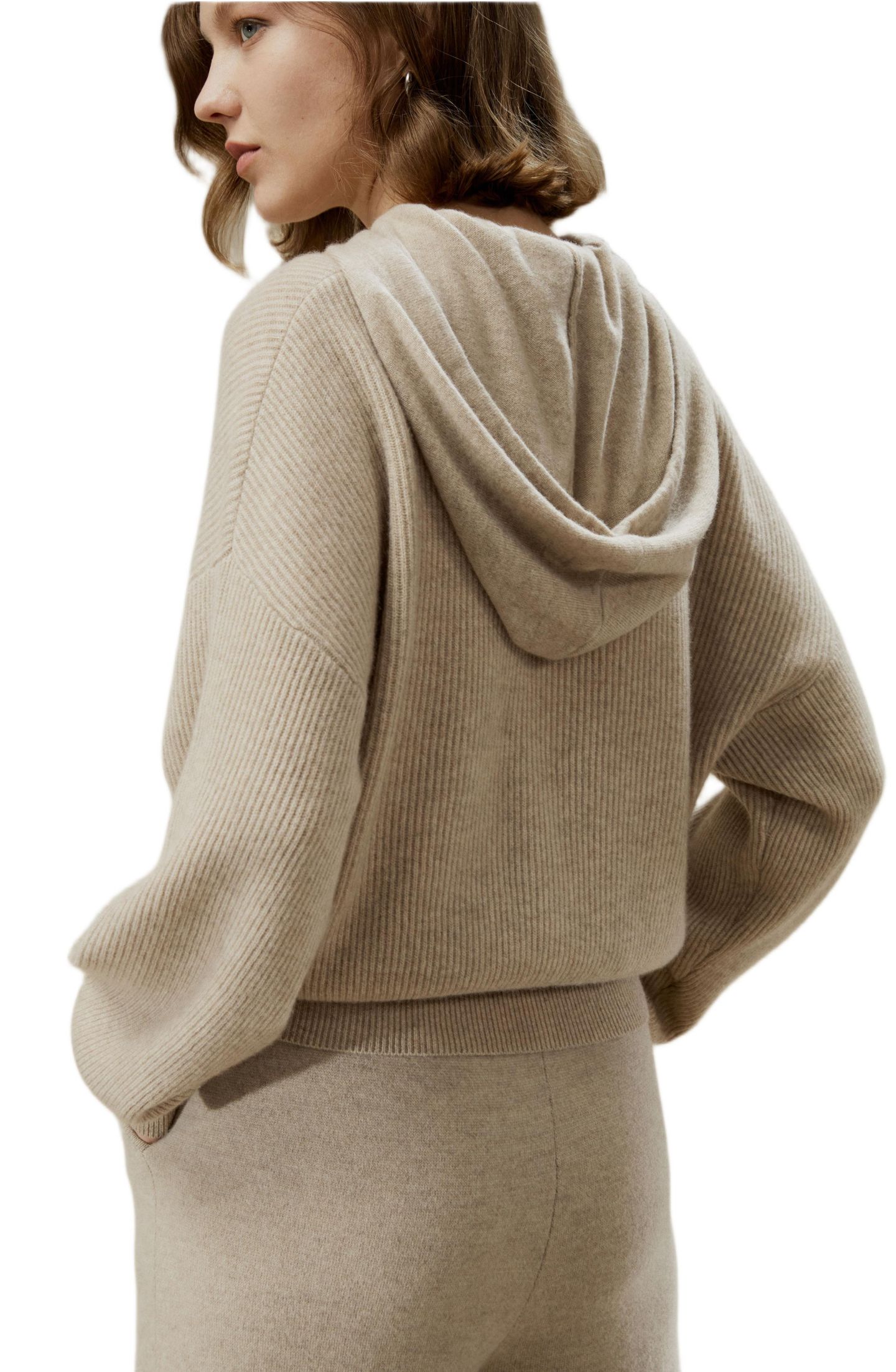 Женское худи LILYSILK Eshe 2-in-1 Cashmere Detachable, цвет: Бежевый — фото 7