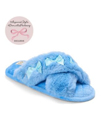 Women's Jessica Bows Furry Crossband Slide Slipper