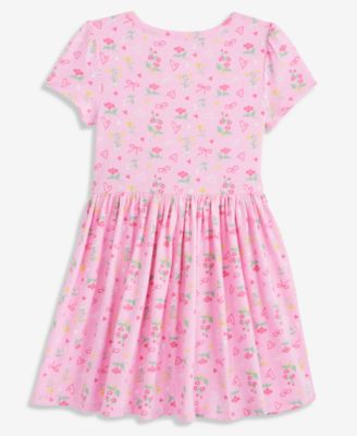 Girls' 12M-5T Hearts & Bows Printed Dress