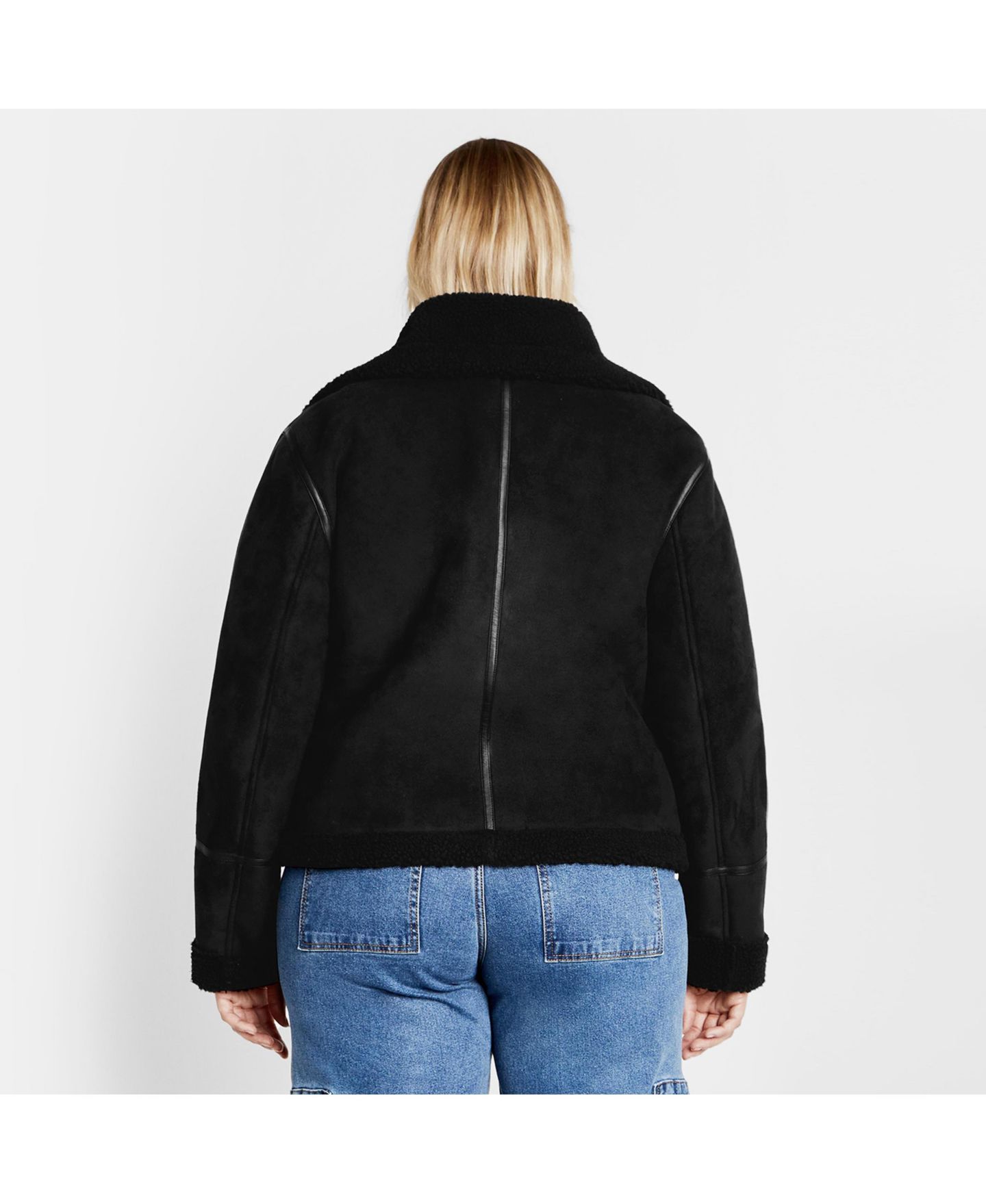 Женская куртка CITY CHIC Plus Size Sherpa Hunter, цвет: Чёрный — фото 2