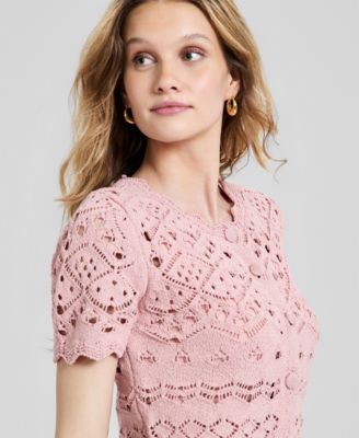 Women's Pointelle Button Front Cardigan