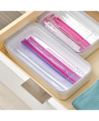 Food Bag Dispenser Organizer  - Set of 3 -White/Clear