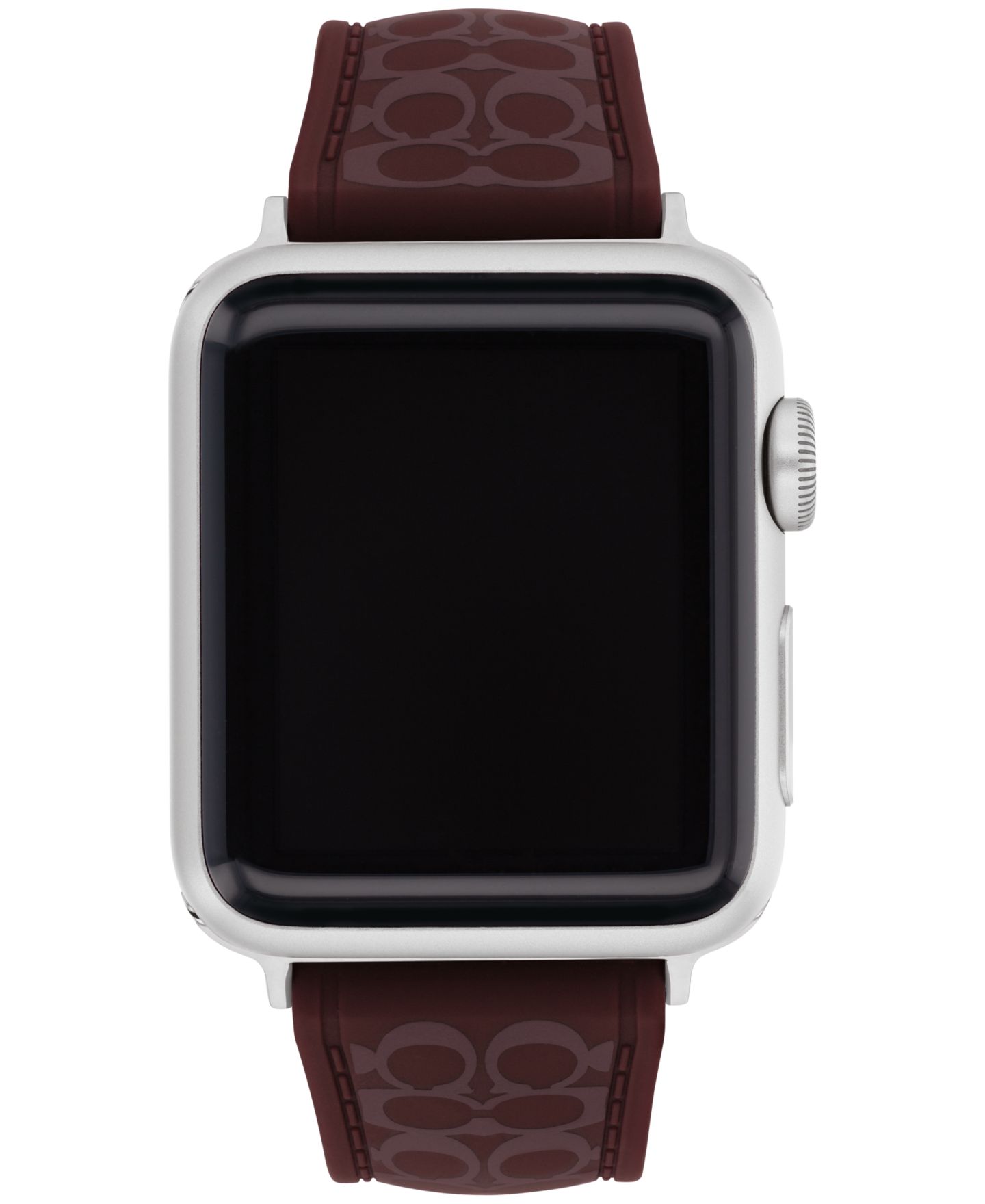 Женские ремешки для часов COACH Black Currant Sig C Silicone Apple Watch, Strap 38mm, 40mm, 41mm — фото 1