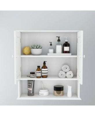 Bathroom Wall Cabinet With Double Mirror Doors And Shelves