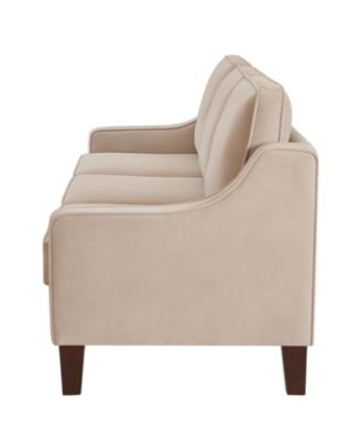 Velvet 3-Seat Sofa with Wood Legs