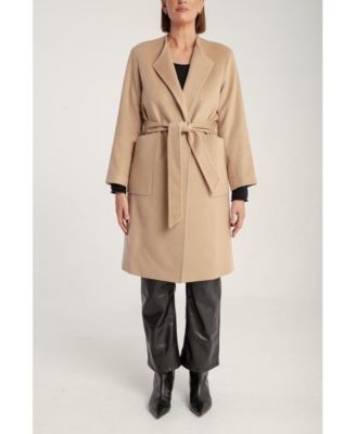 Women's Cashmere Belted Lapel Coat