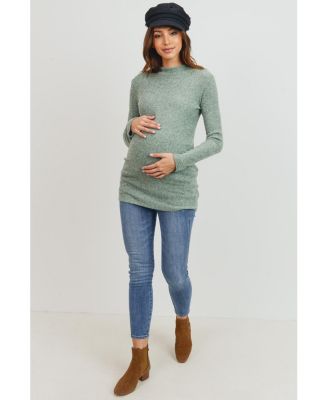 Maternity Mock Neck Long Sleeve Ribbed Top