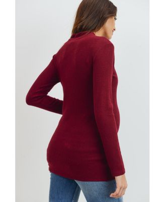 Maternity Mock Neck Long Sleeve Ribbed Top