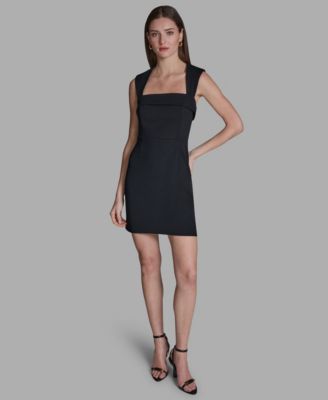 Women's Wide-Strap Square Neck A-Line Mini Dress