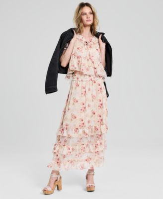 Women's Ruffled Tie-Neck Top