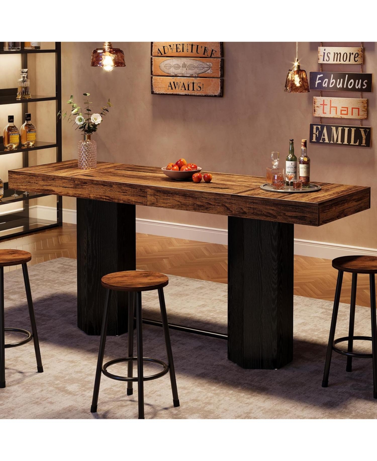 Tribesigns 70.9" Extra Long Bar Table, Industrial Counter Height Table