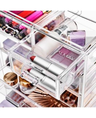 6 Drawer Clear Organizer Case for Cosmetics, Makeup and Jewelry (4 Large, 2 Small Drawers)